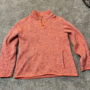 Rustic Ridge Womens Thermal Pink Long Sleeve Pullover Fleece Quarter Sweater 2XL